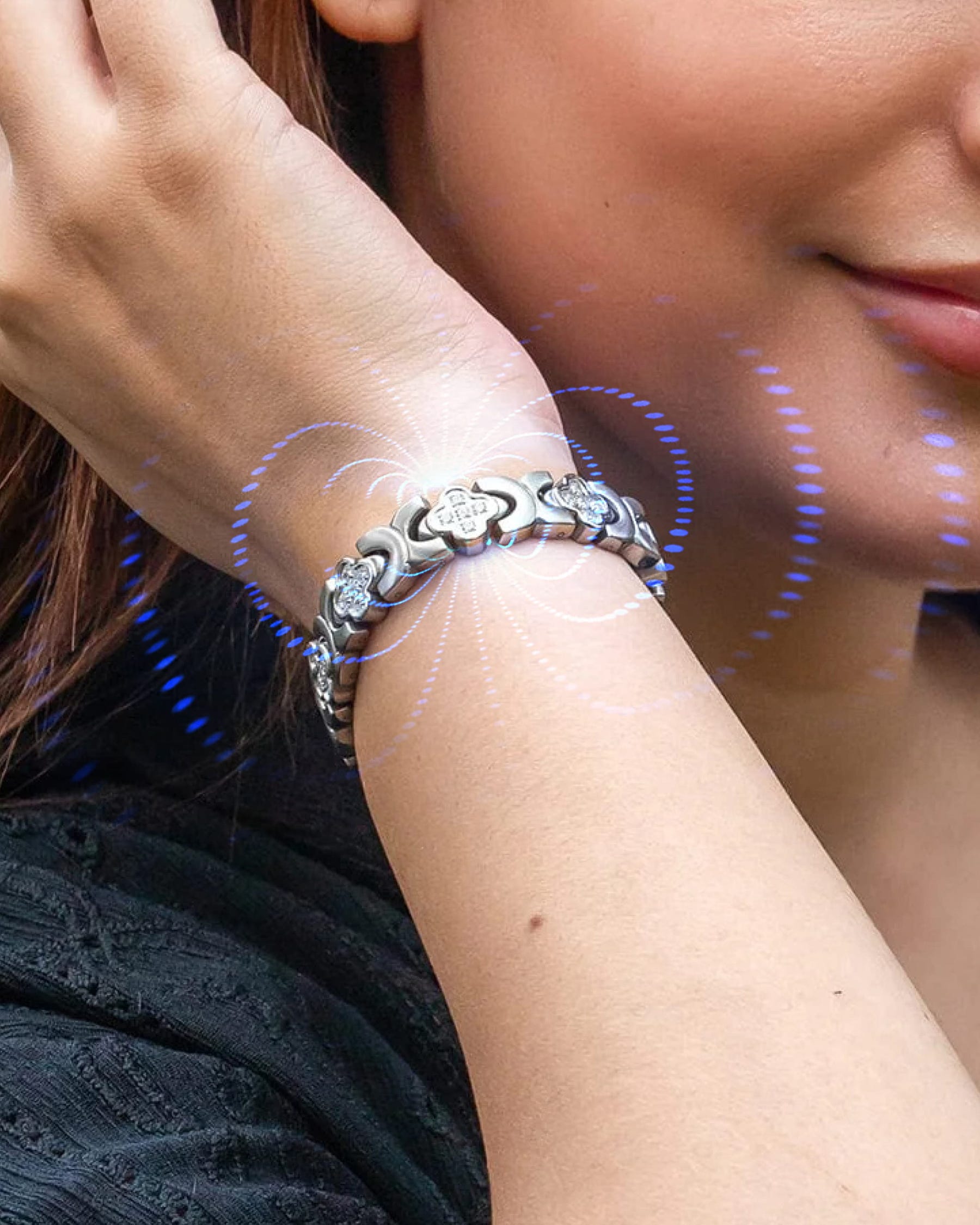 Magnetic Bundles Women’s Crystal Magnetic Bracelet Duo – Copper & Silver MagnetRX