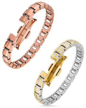 Magnetic Bundles Women’s EllipseMAX Magnetic Bracelet Duo – Copper & Silver/Gold MagnetRX