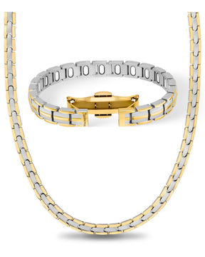 Magnetic Bundles Women’s Power Set – EllipseMAX Magnetic Bracelet + Necklace (Silver / Gold) MagnetRX