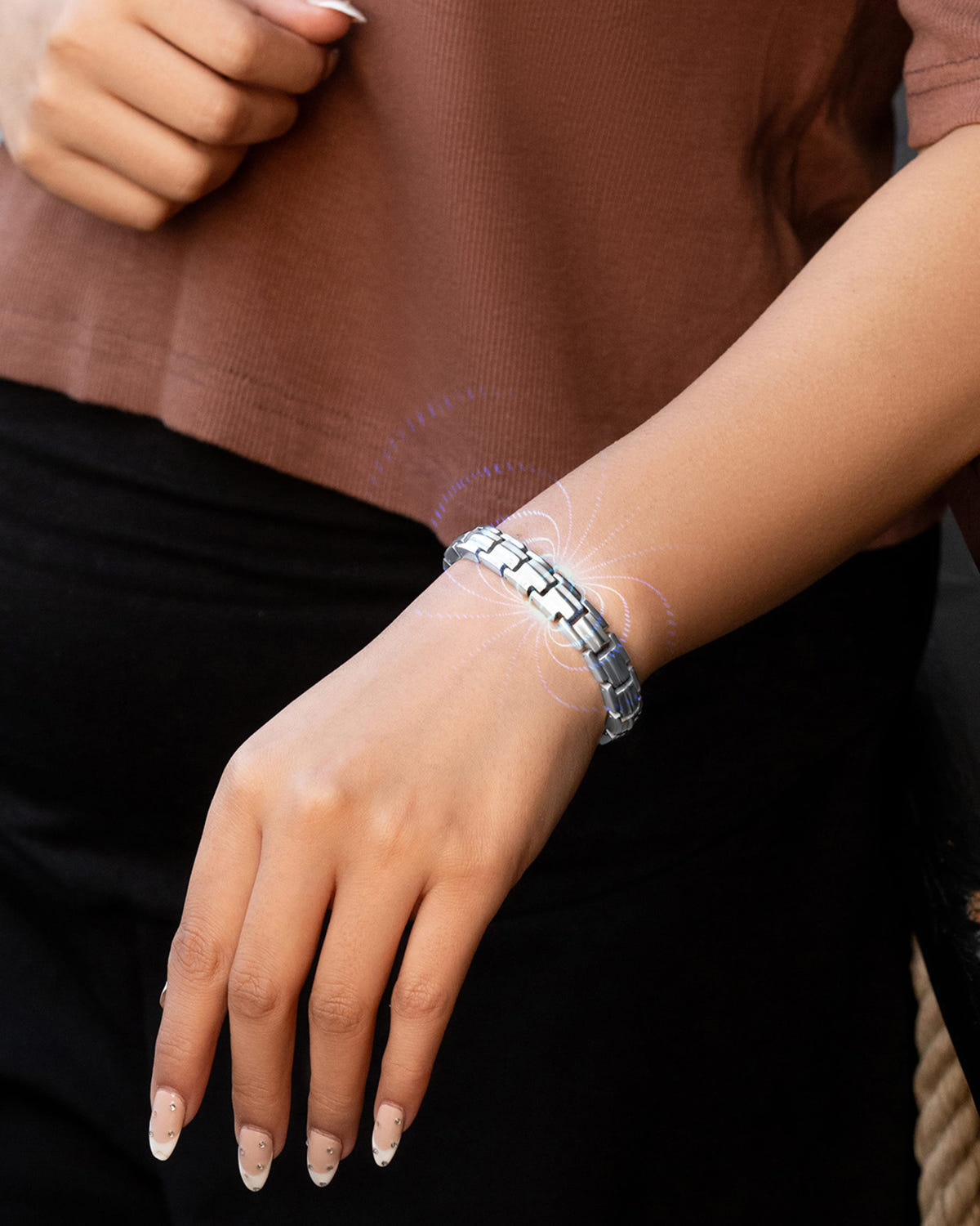 Magnetic Bundles Women’s Silver Magnetic Bracelet Duo – EllipseMAX & Crystal Clover MagnetRX