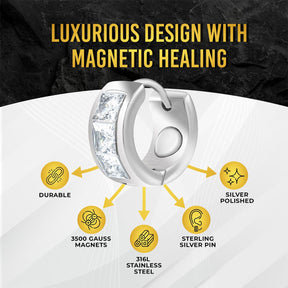 Magnetic Earings Crystal Magnetic Therapy Earrings for Women (Crystal Silver) MagnetRX