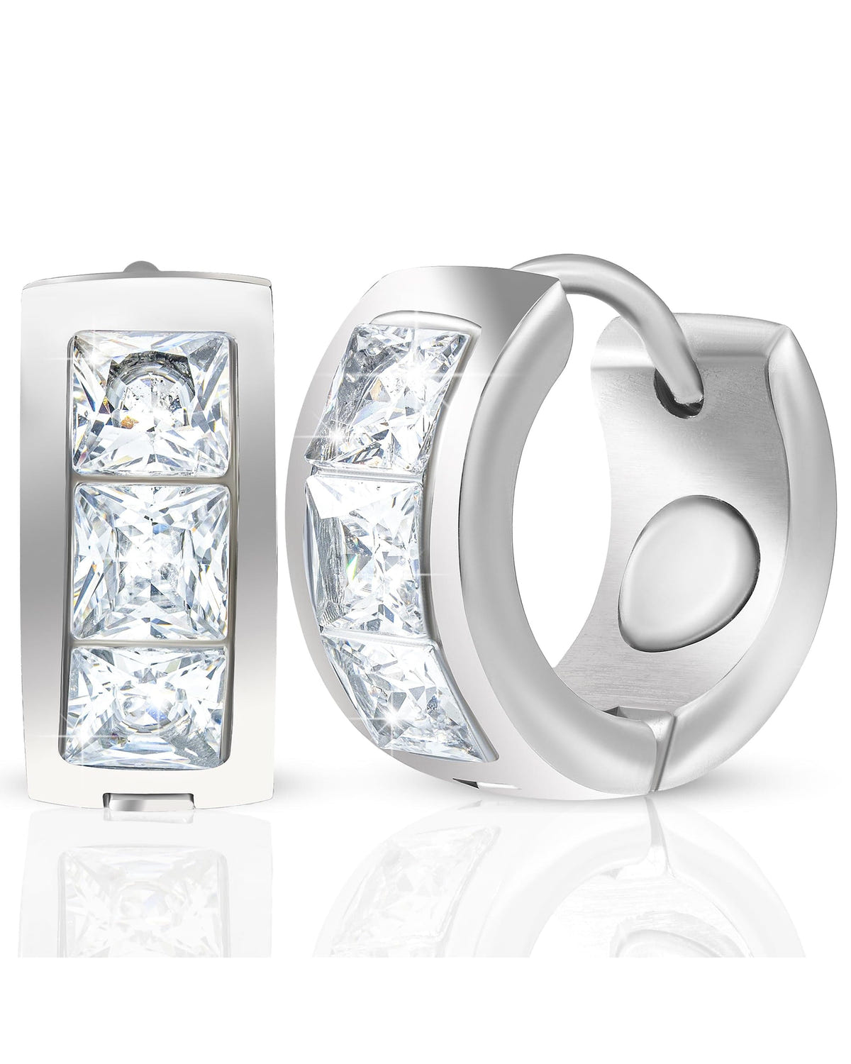 Magnetic Earrings Crystal Magnetic Therapy Earrings for Women (Silver) MagnetRX