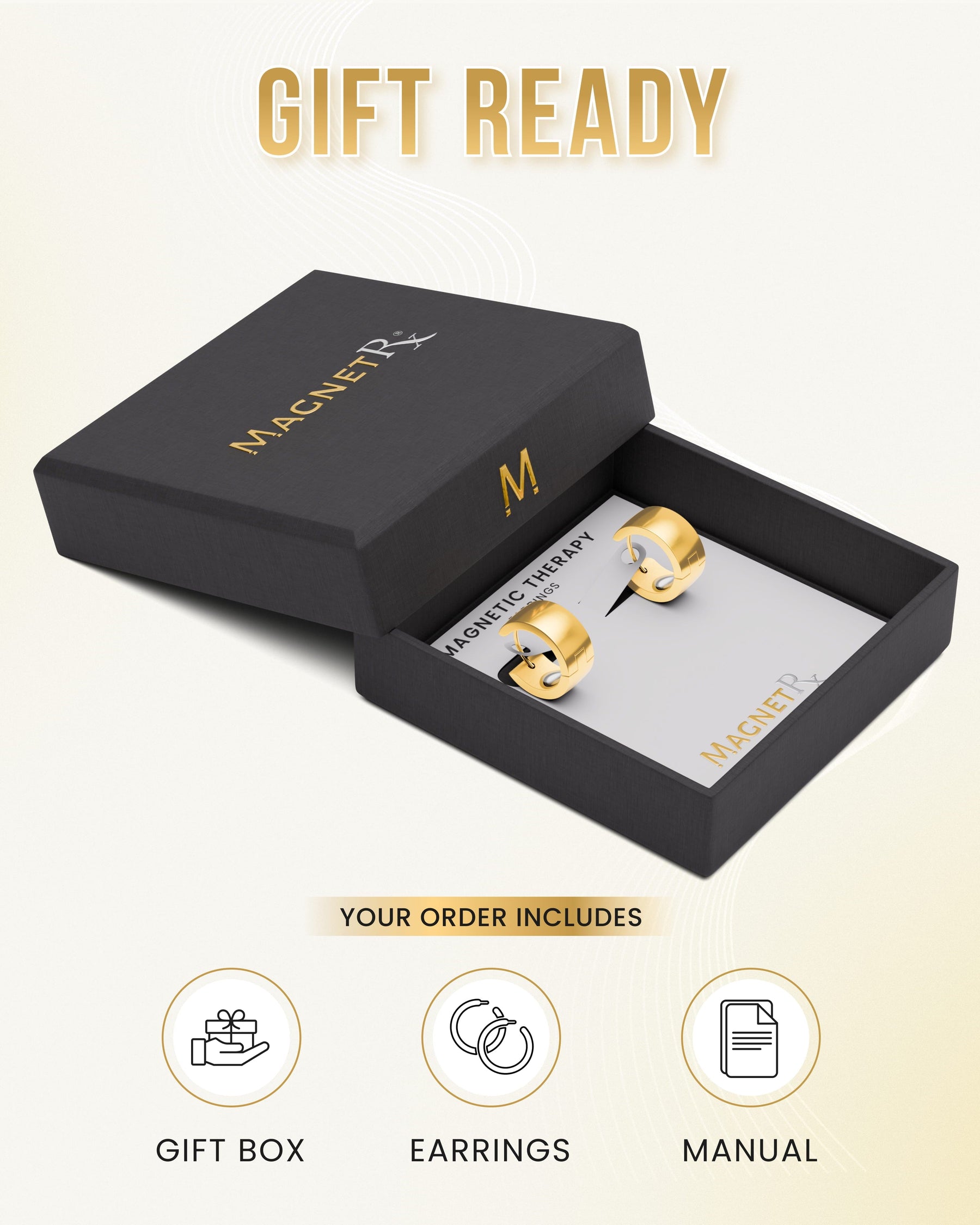 Magnetic Earrings Polished Magnetic Therapy Earrings for Women (Gold) MagnetRX