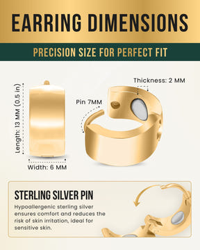 Magnetic Earrings Polished Magnetic Therapy Earrings for Women (Gold) MagnetRX