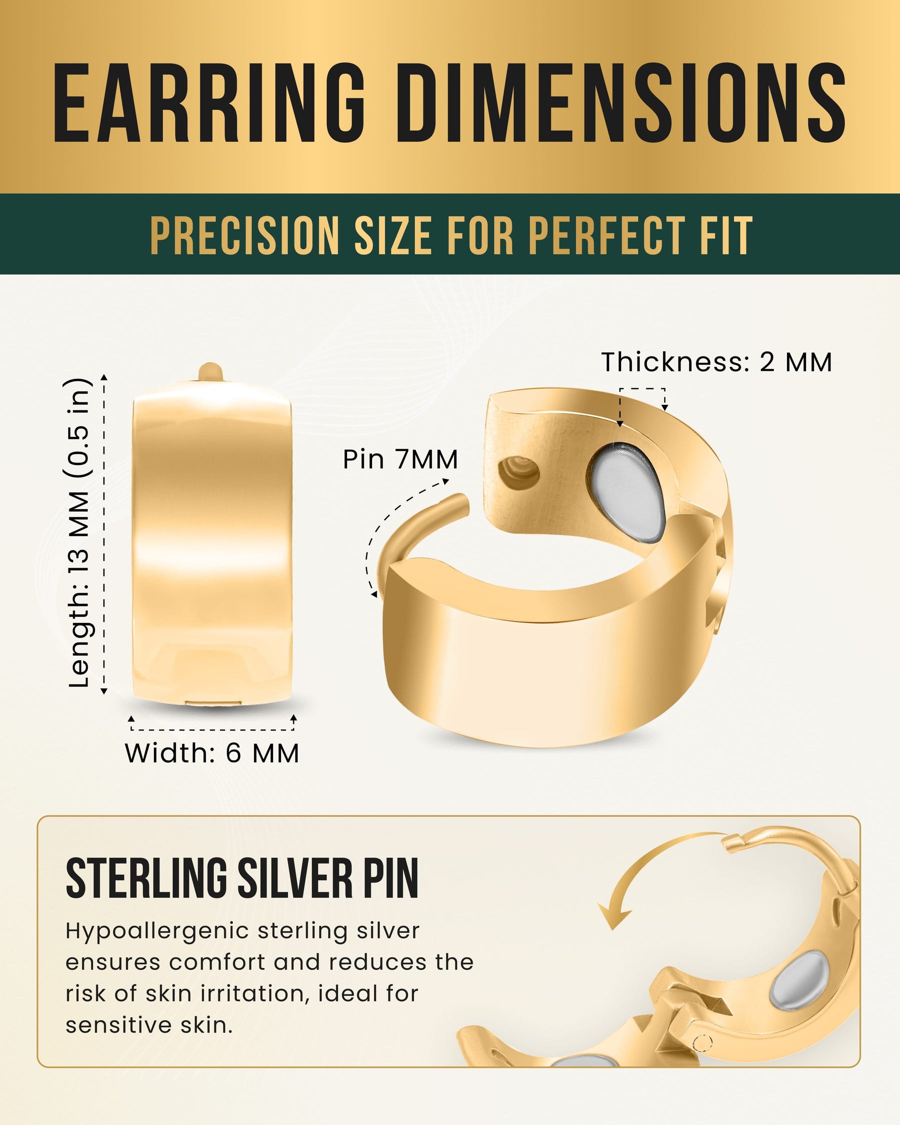 Magnetic Earrings Polished Magnetic Therapy Earrings for Women (Gold) MagnetRX