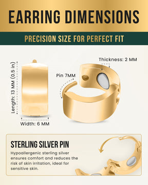 Magnetic Earrings Polished Magnetic Therapy Earrings for Women (Gold) MagnetRX