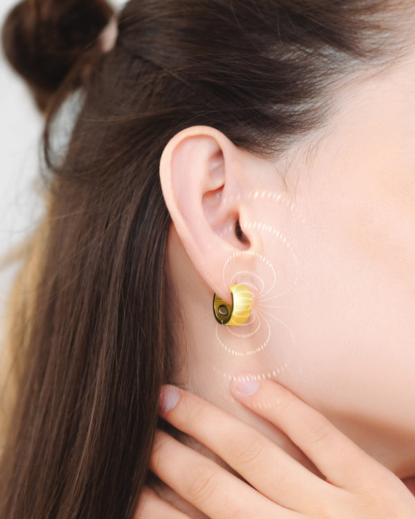 Polished Magnetic Therapy Earrings For Women (Gold | Medium)