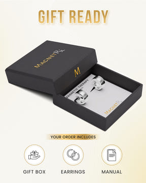 Magnetic Earrings Polished Magnetic Therapy Earrings for Women (Silver) MagnetRX