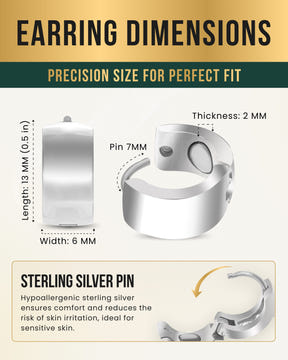 Magnetic Earrings Polished Magnetic Therapy Earrings for Women (Silver) MagnetRX