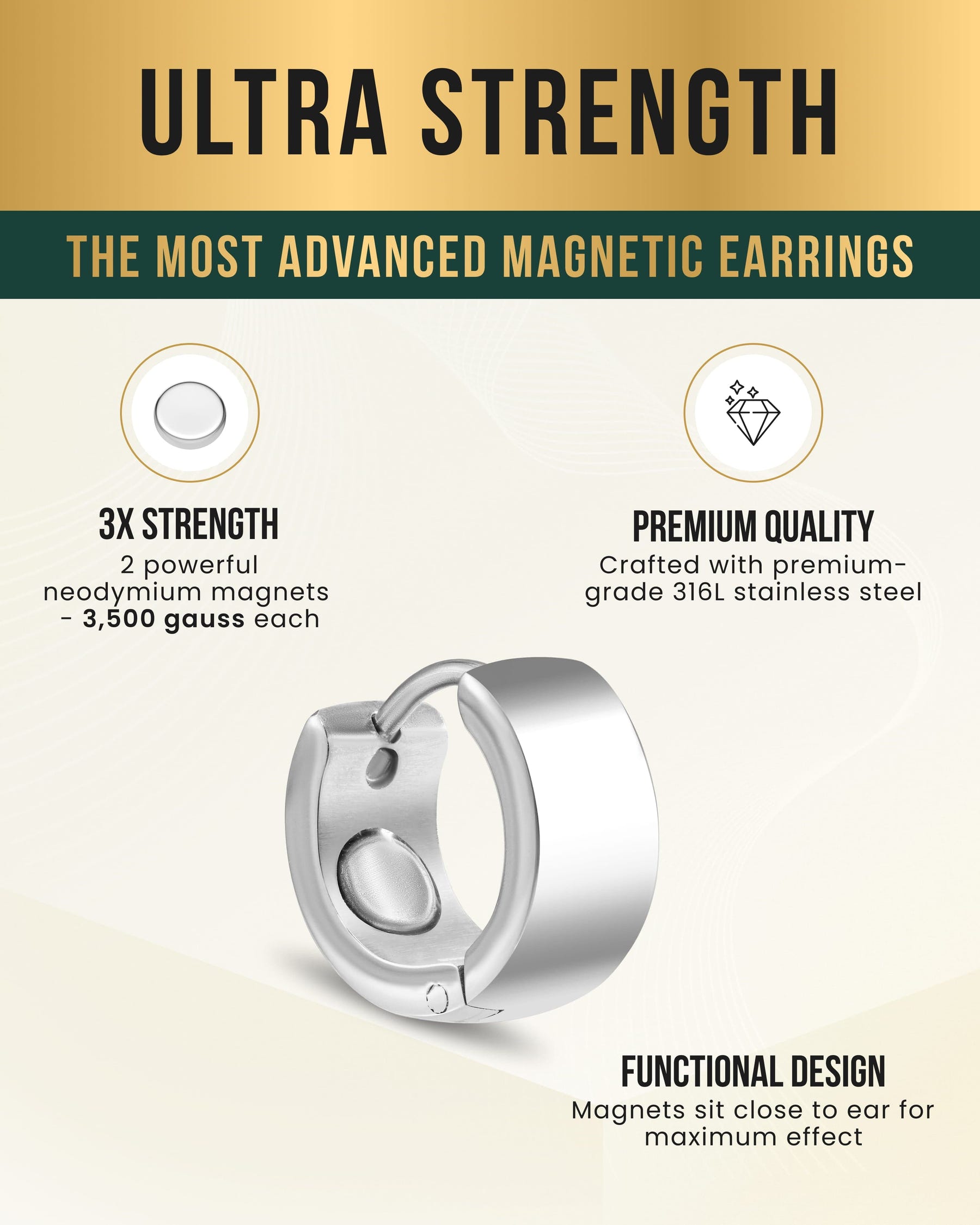 Magnetic Earrings Polished Magnetic Therapy Earrings for Women (Silver) MagnetRX