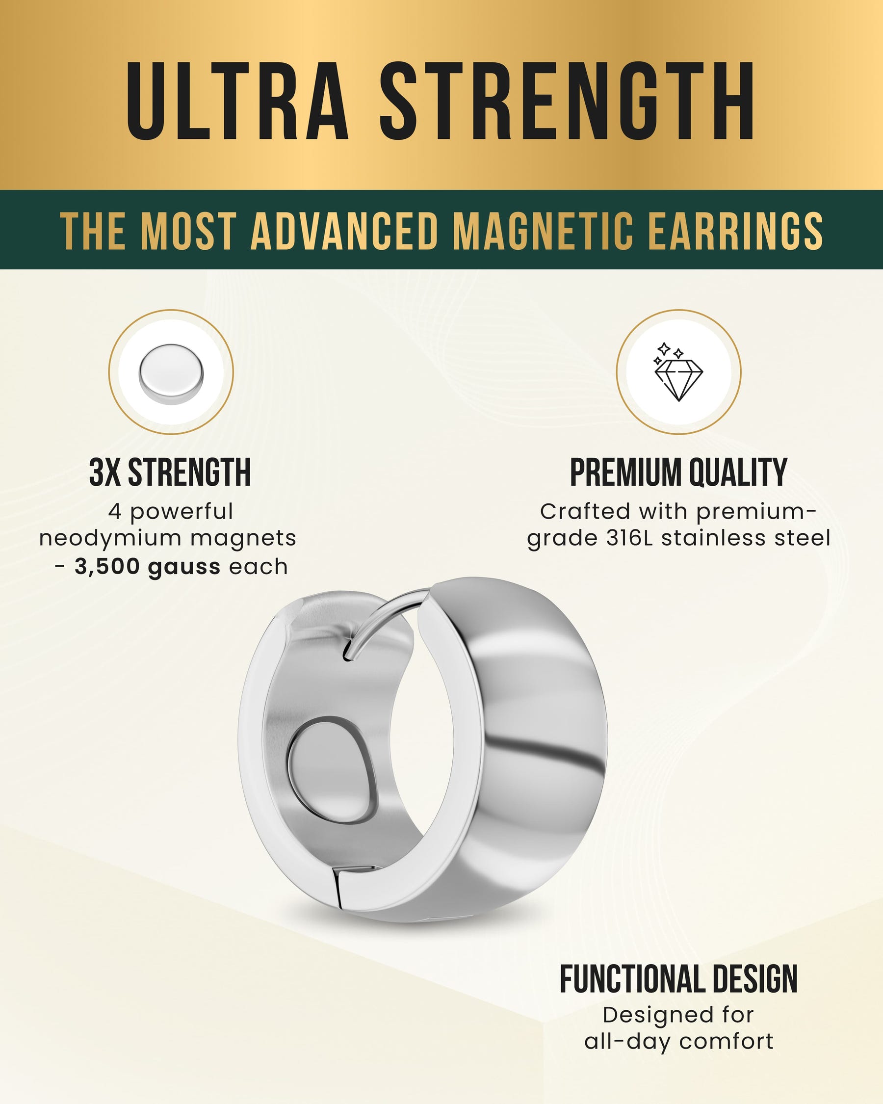Magnetic Earrings Polished Magnetic Therapy Earrings for Women (Silver | Medium) MagnetRX