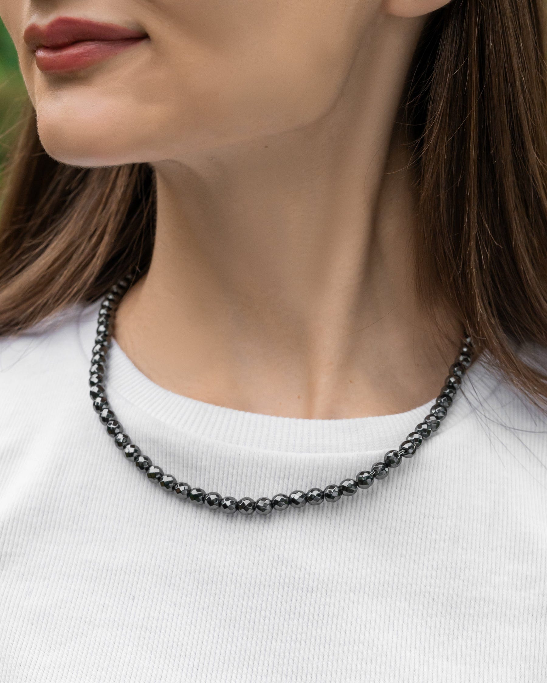 Magnetic Necklace Magnetic Hematite Necklace (6mm Faceted Beads) MagnetRX