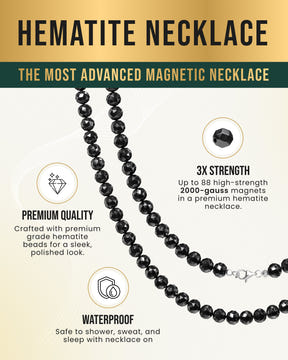 Magnetic Necklace Magnetic Hematite Necklace (6mm Faceted Beads) MagnetRX