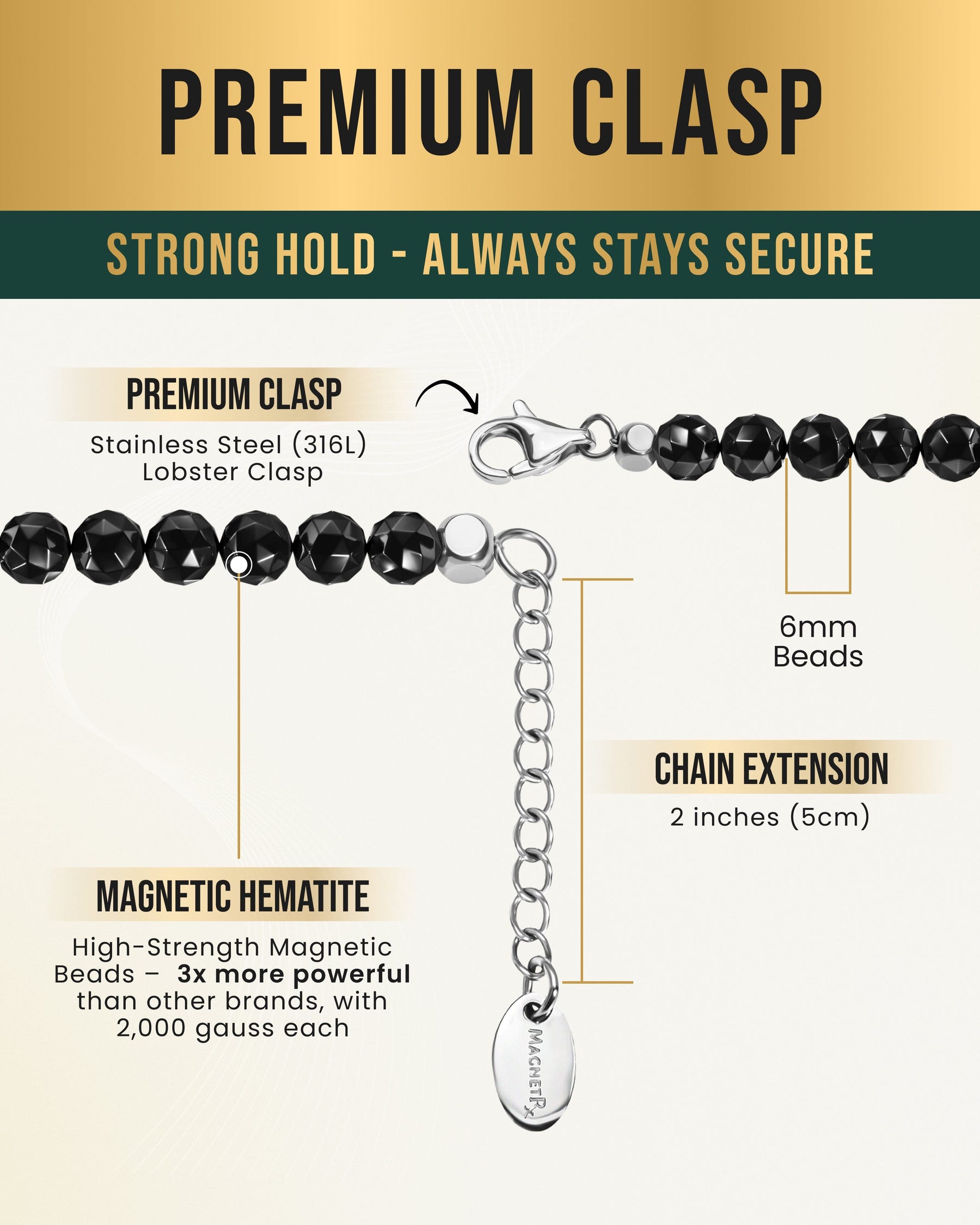 Magnetic Necklace Magnetic Hematite Necklace (6mm Faceted Beads) MagnetRX