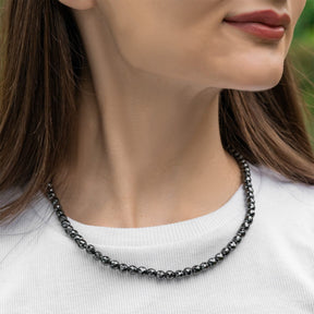 Magnetic Hematite Necklace (6mm Faceted Beads)