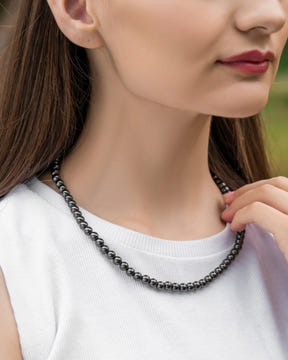 Magnetic Necklace Magnetic Hematite Necklace (6mm Round Beads) MagnetRX