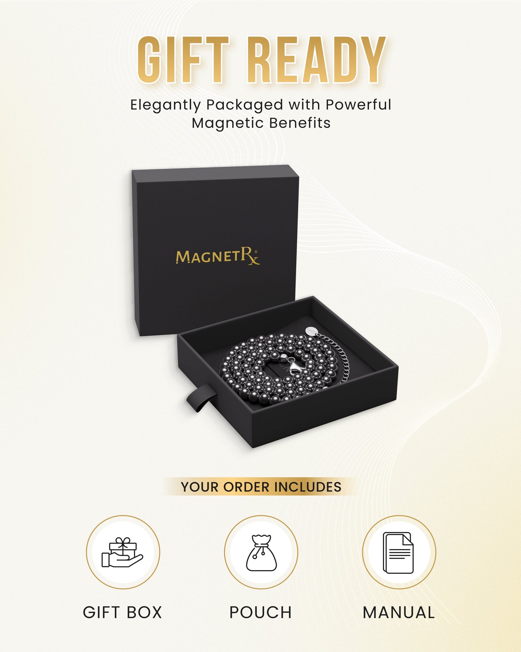 Magnetic Necklace Magnetic Hematite Necklace (6mm Round Beads) MagnetRX