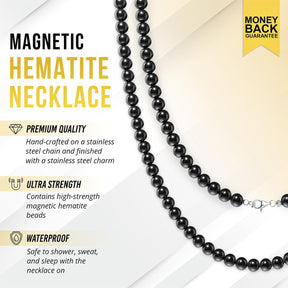 Magnetic Hematite Necklace (6mm Round Beads)