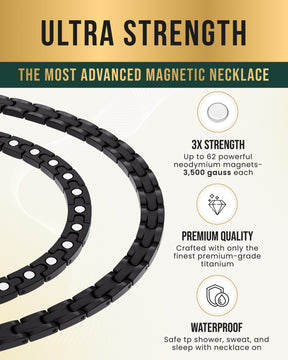 Magnetic Necklace Powerful Black Titanium Magnetic Therapy Necklace MagnetRX