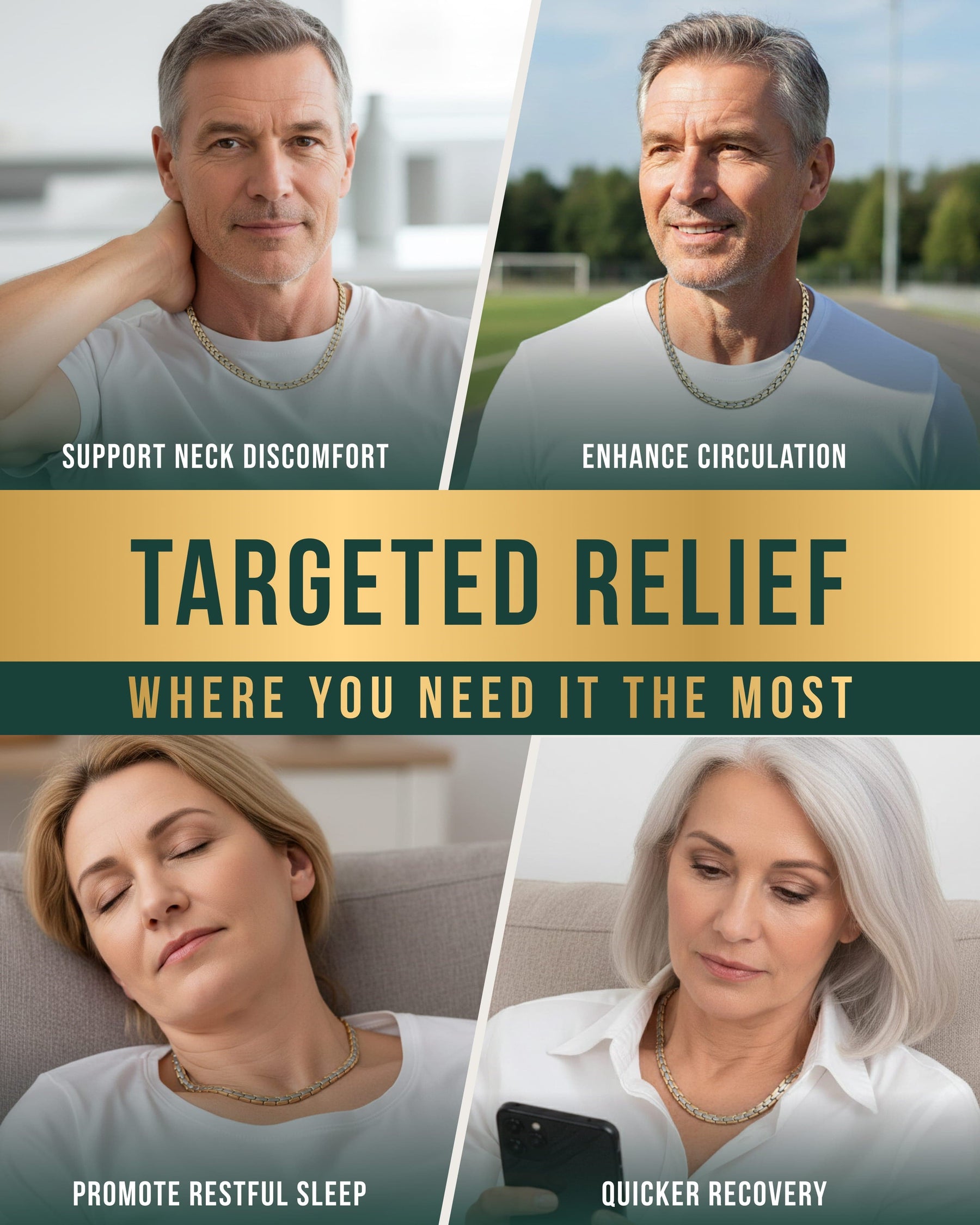 Magnetic Necklace Powerful Silver & Gold Titanium Magnetic Therapy Necklace MagnetRX