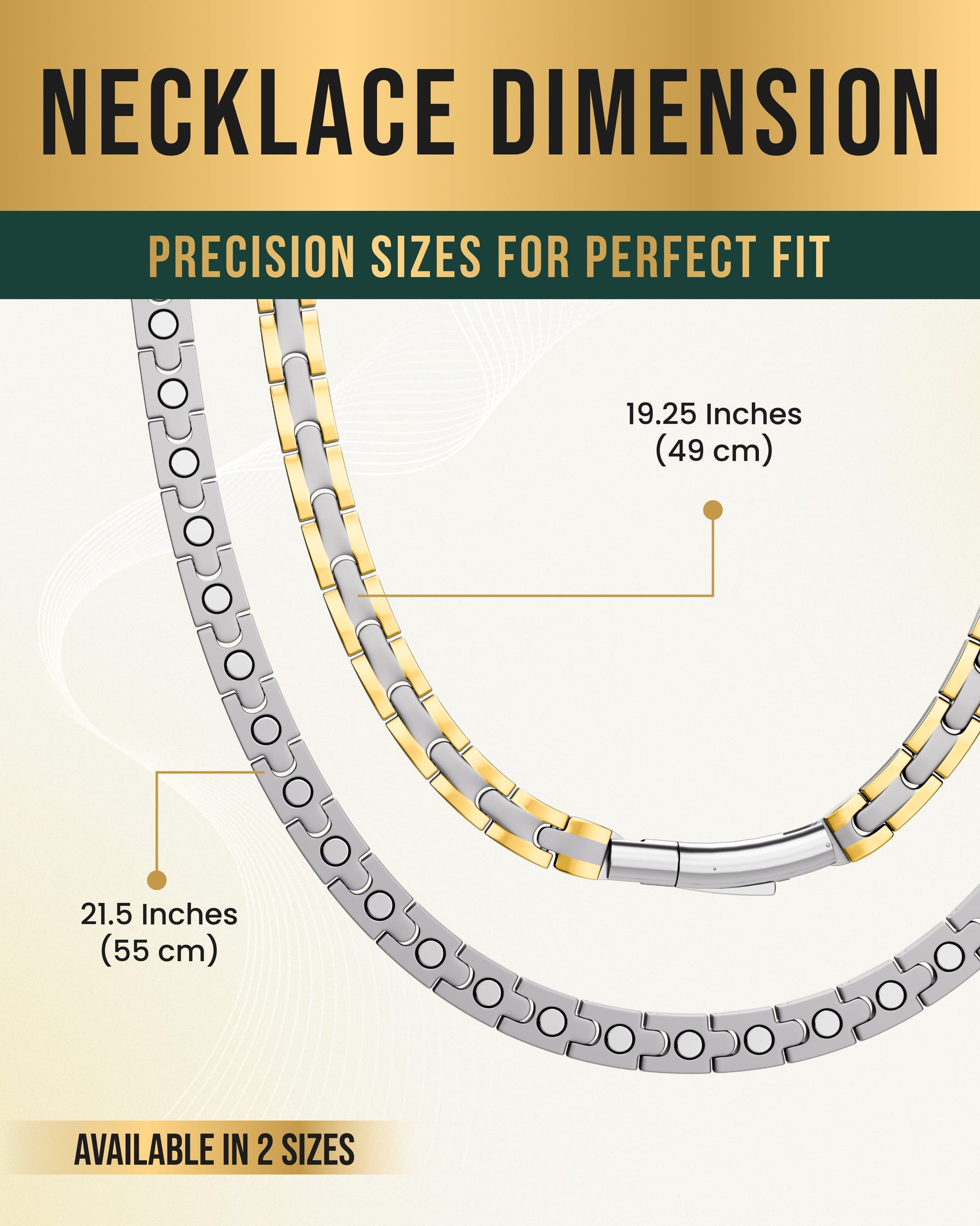 Magnetic Necklace Powerful Silver & Gold Titanium Magnetic Therapy Necklace MagnetRX
