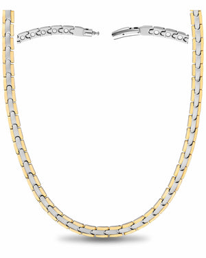 Powerful Silver & Gold Titanium Magnetic Therapy Necklace