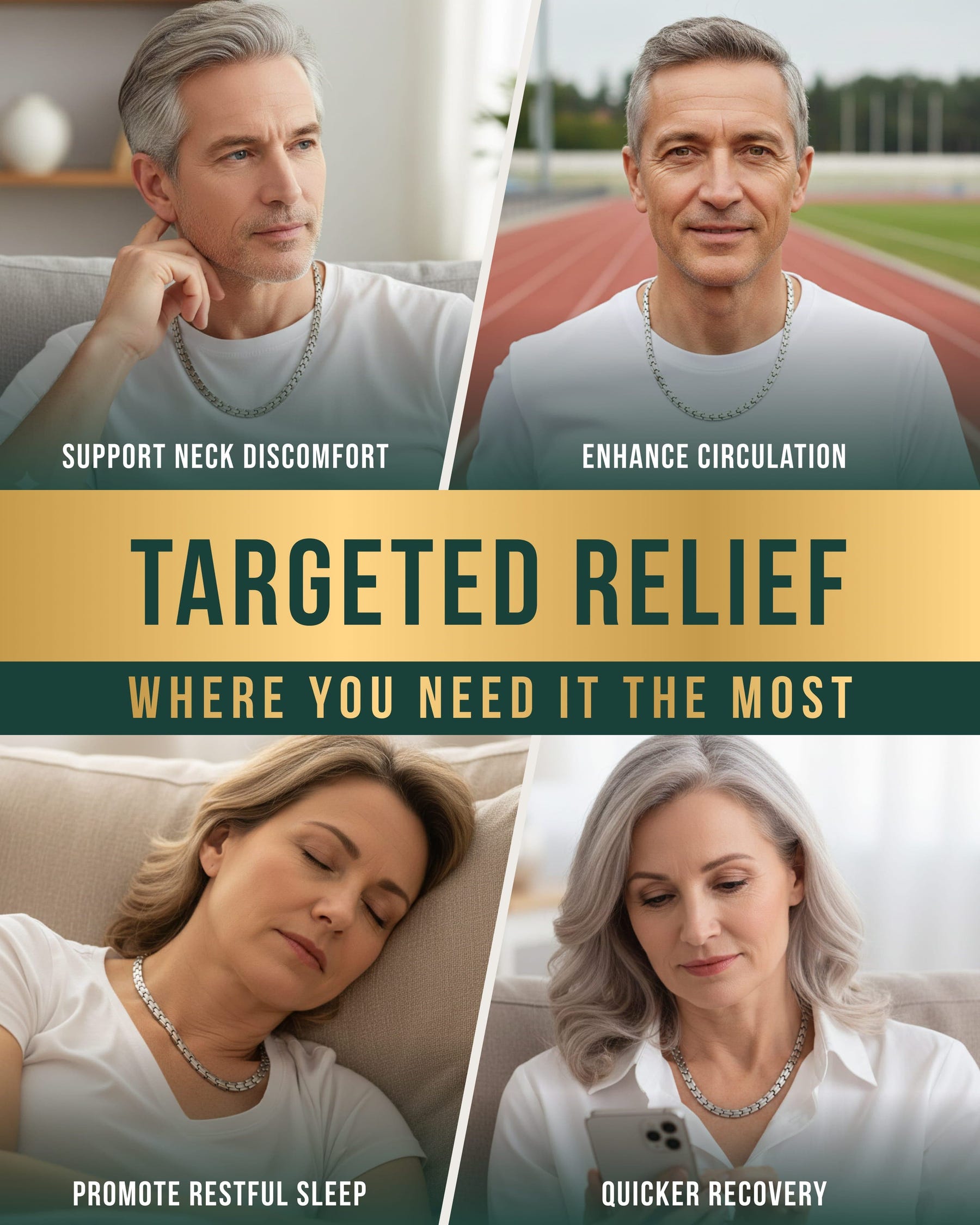 Magnetic Necklace Powerful Silver Titanium Magnetic Therapy Necklace MagnetRX