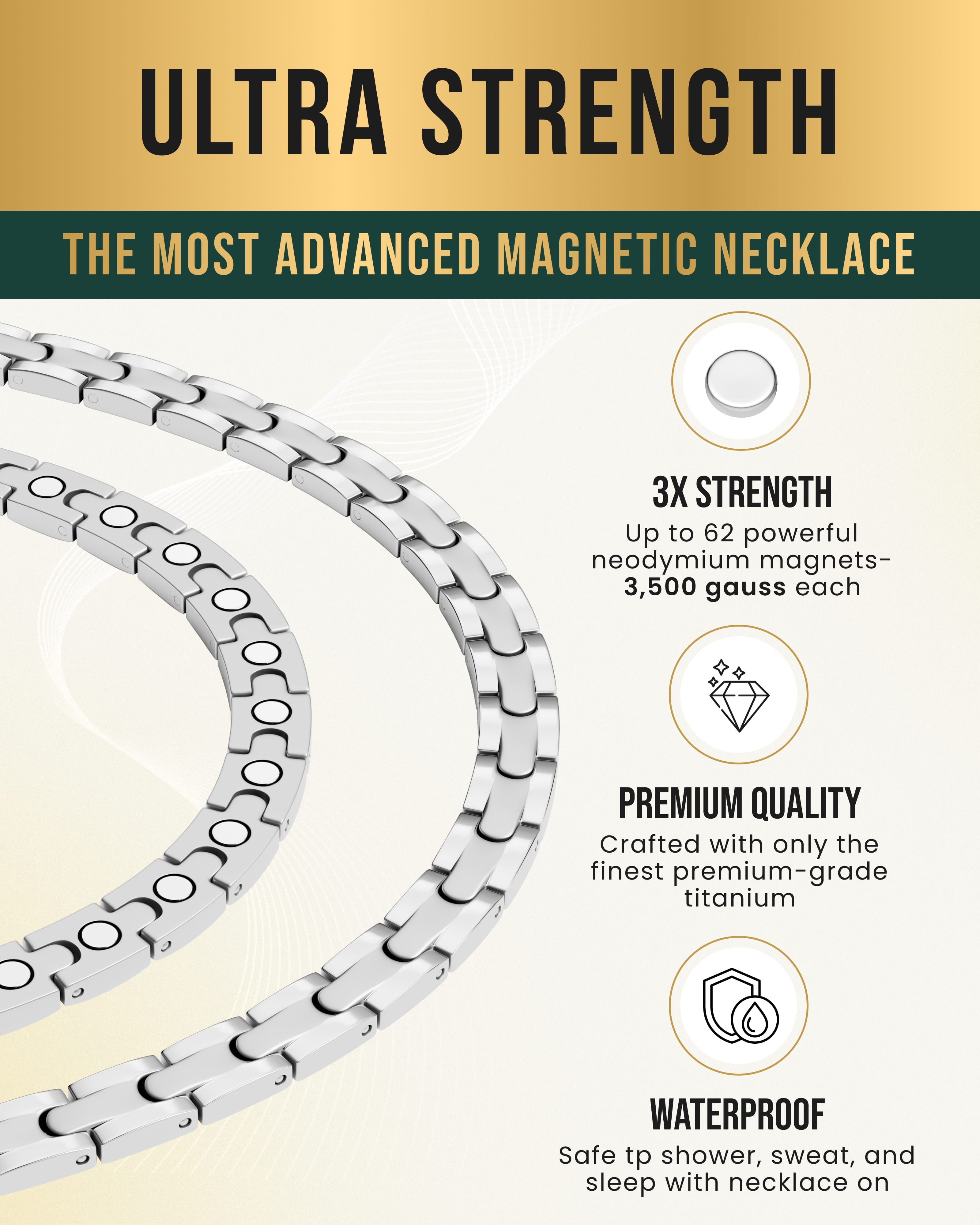 Silver Titanium Magnetic Therapy Necklace | MagnetRX