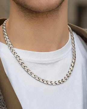 Magnetic Necklace Powerful Silver Titanium Magnetic Therapy Necklace MagnetRX