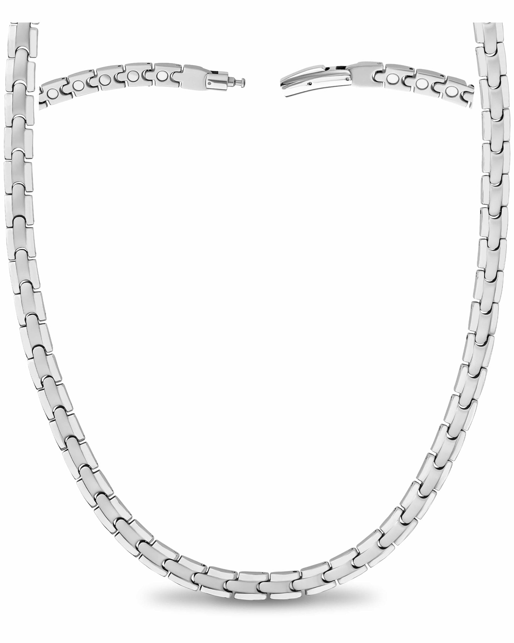 Magnetic Necklace Powerful Silver Titanium Magnetic Therapy Necklace MagnetRX