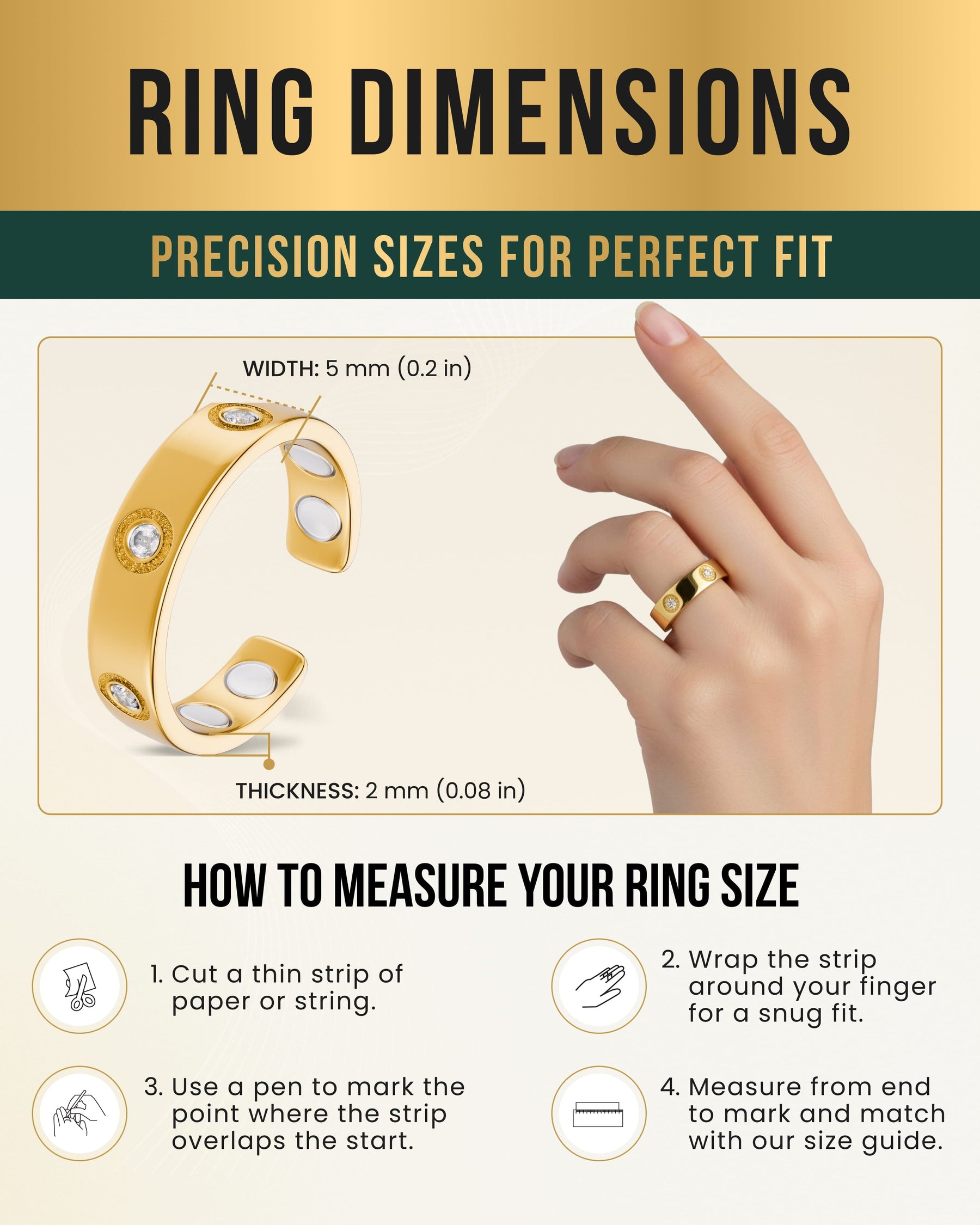 Magnetic Ring Crystal Magnetic Therapy Ring (Gold) MagnetRX