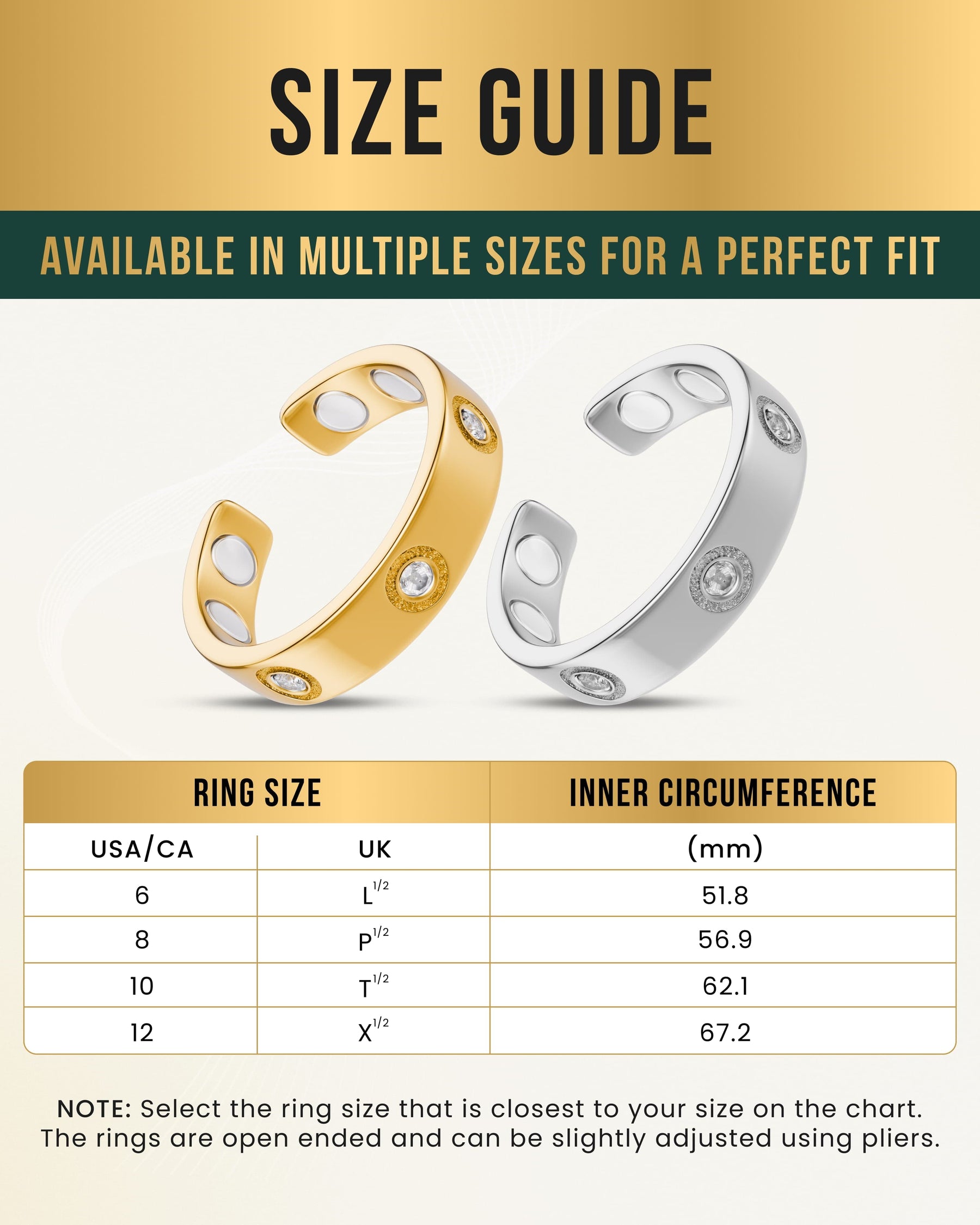 Magnetic Ring Crystal Magnetic Therapy Ring (Gold) MagnetRX