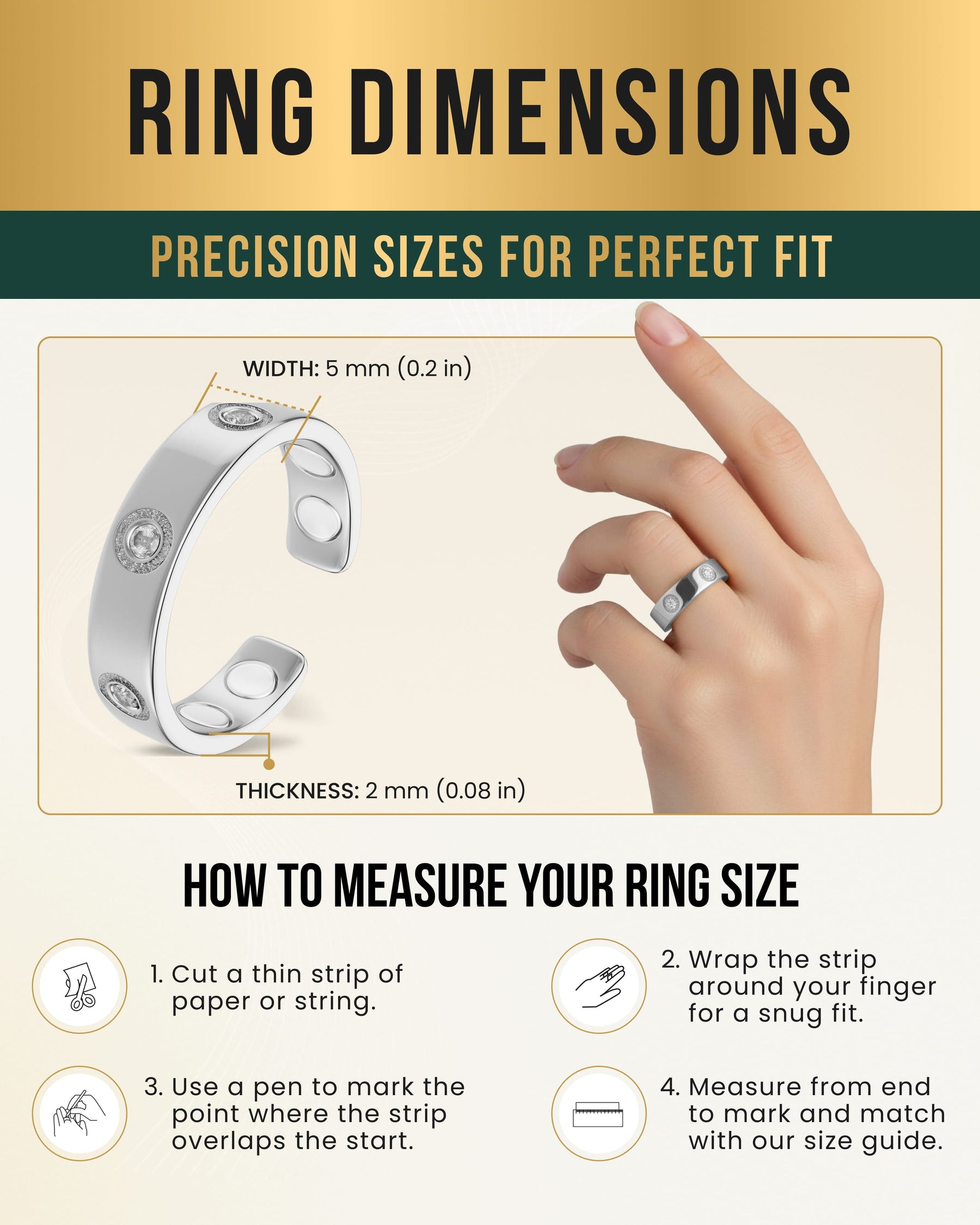 Magnetic Ring Crystal Magnetic Therapy Ring (Silver) MagnetRX