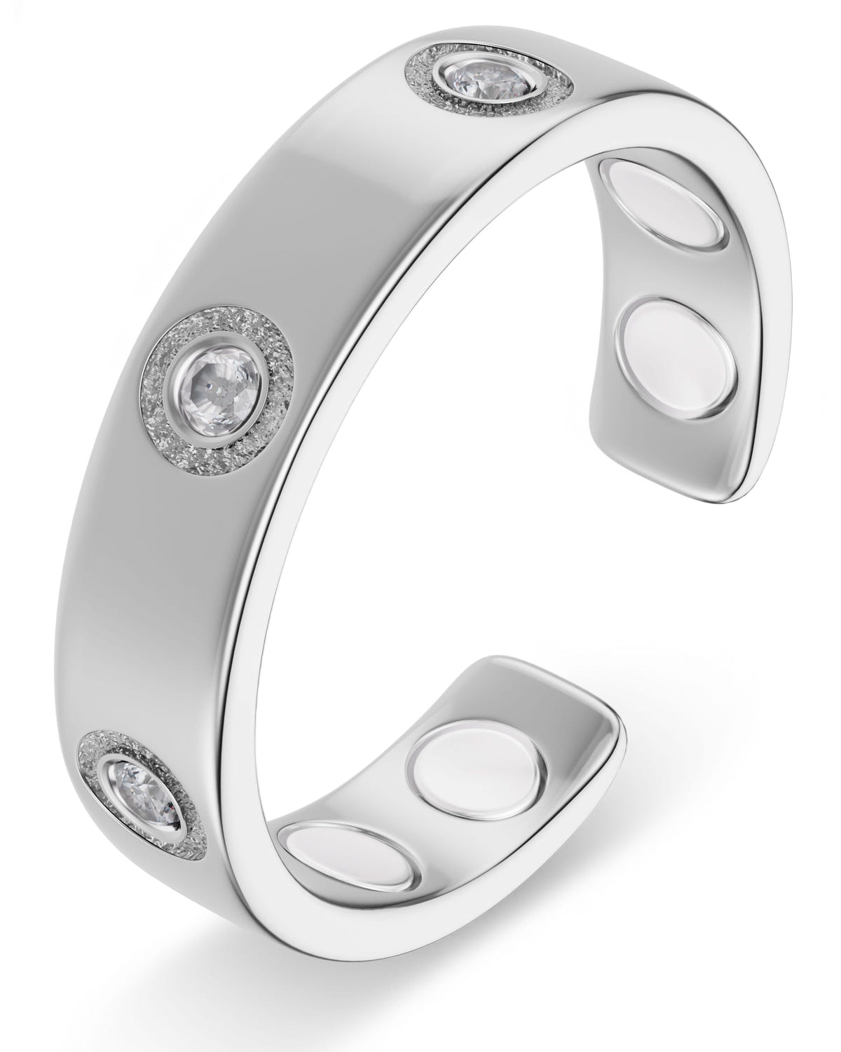 Magnetic Ring Crystal Magnetic Therapy Ring (Silver) MagnetRX