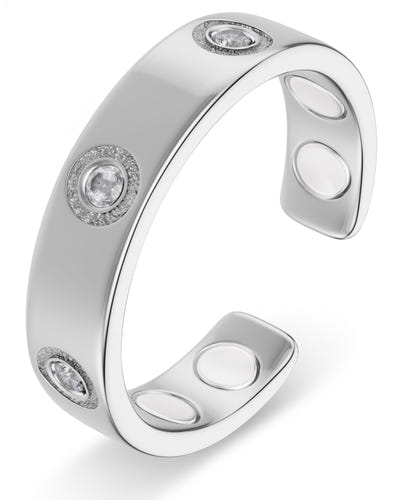 Magnetic Ring Crystal Magnetic Therapy Ring (Silver) MagnetRX