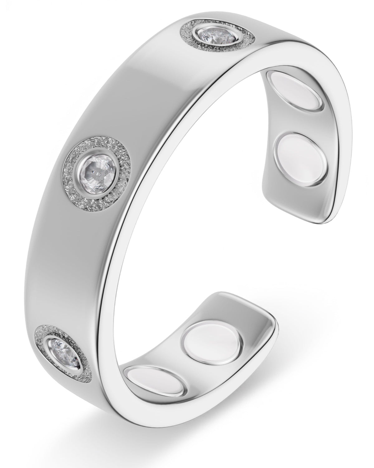 Magnetic Ring Crystal Magnetic Therapy Ring (Silver) MagnetRX