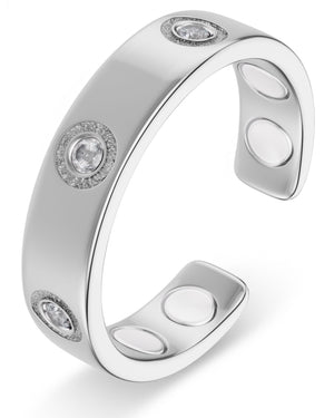 Crystal Magnetic Therapy Ring (Silver)