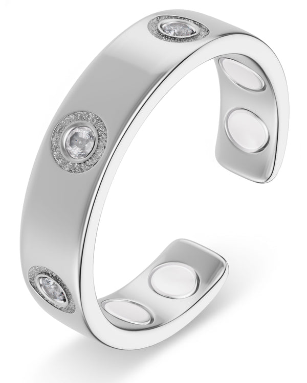 Crystal Magnetic Therapy Ring (Silver)