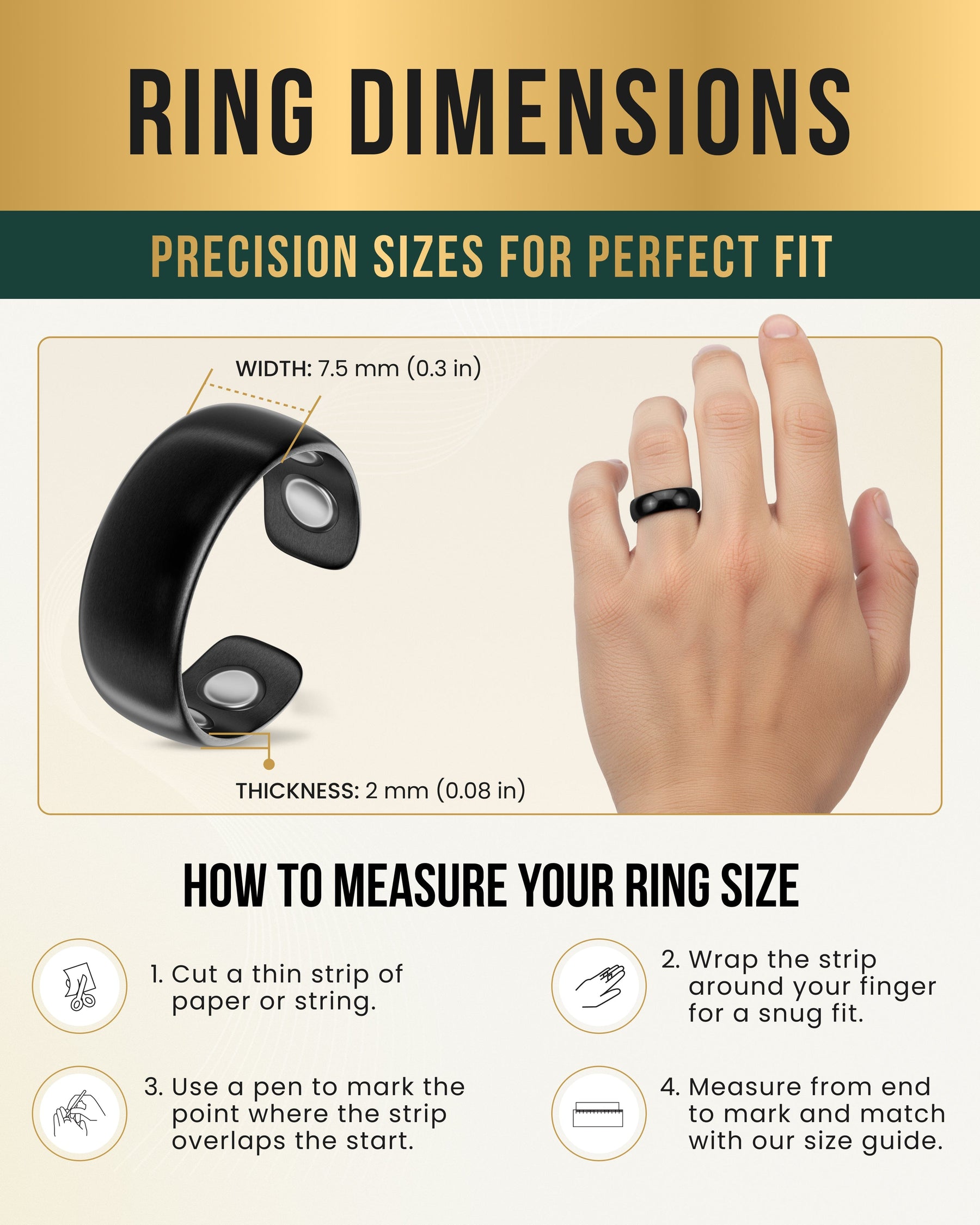 Magnetic Ring Magnetic Therapy Ring (Brushed Black) MagnetRX