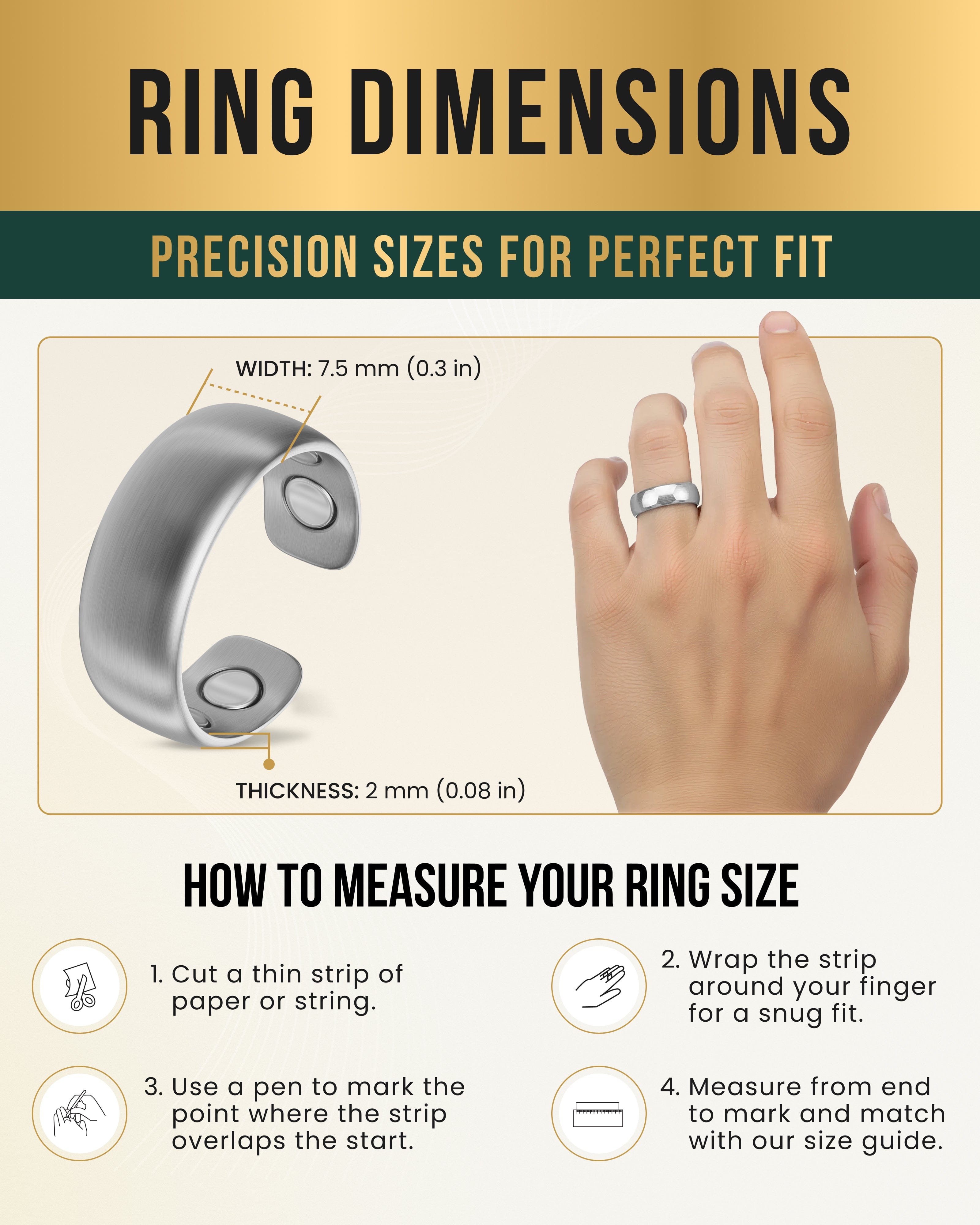 Magnetic Therapy Ring - Brushed Silver - MagnetRX