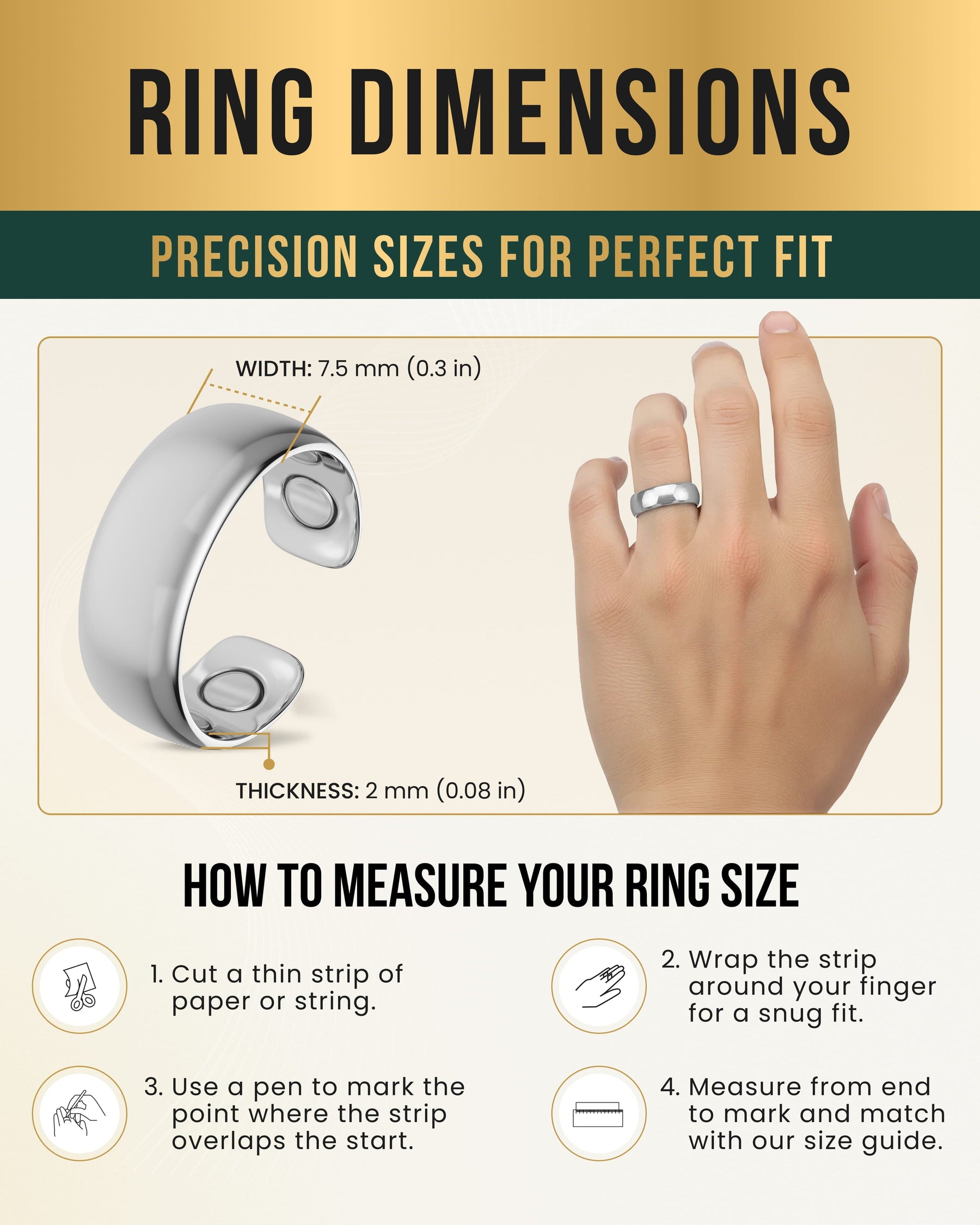 Magnetic Ring Magnetic Therapy Ring (Polished Silver) MagnetRX