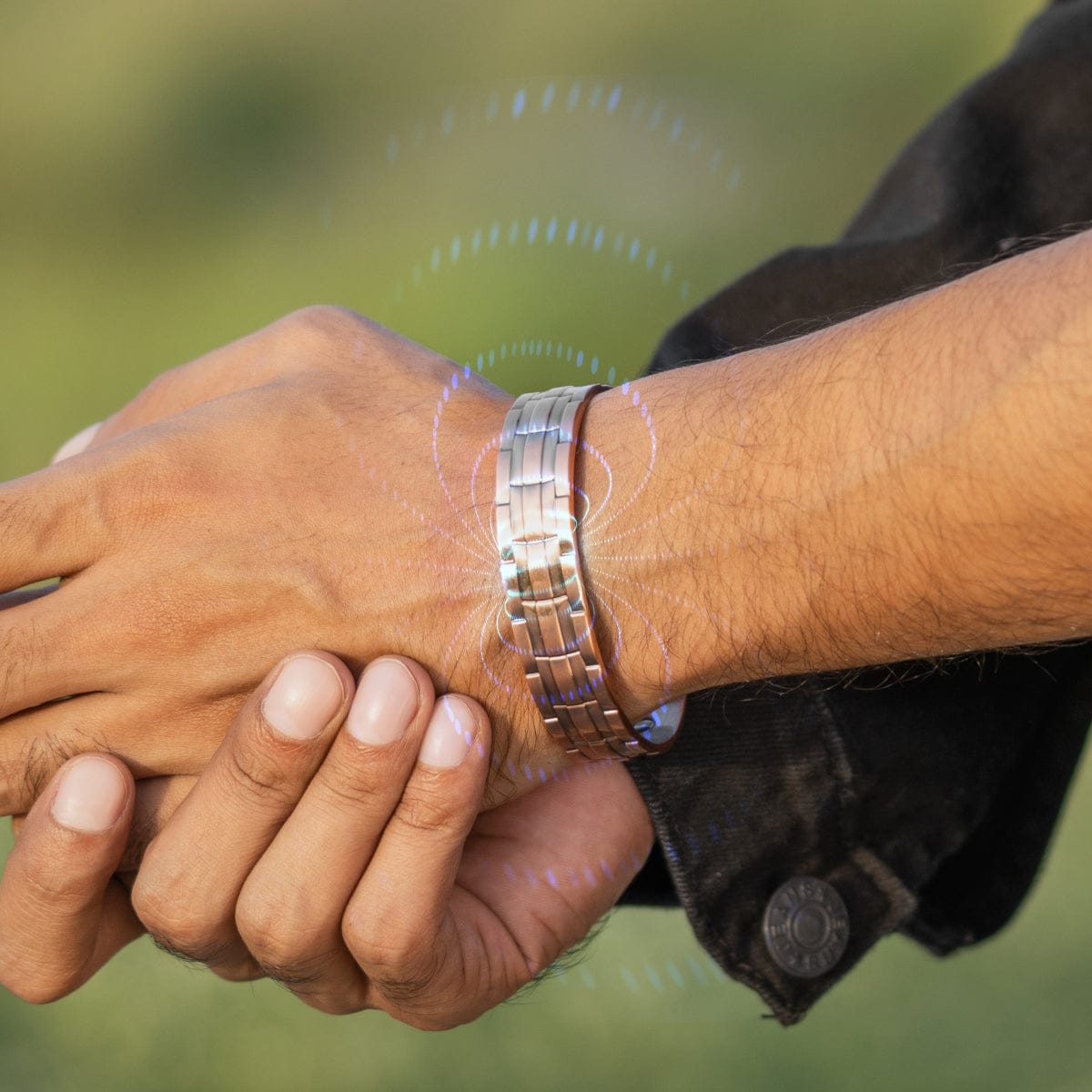 Magnetic Stamped Chain Magnetic Copper Bracelet Cuff for Men MagnetRX