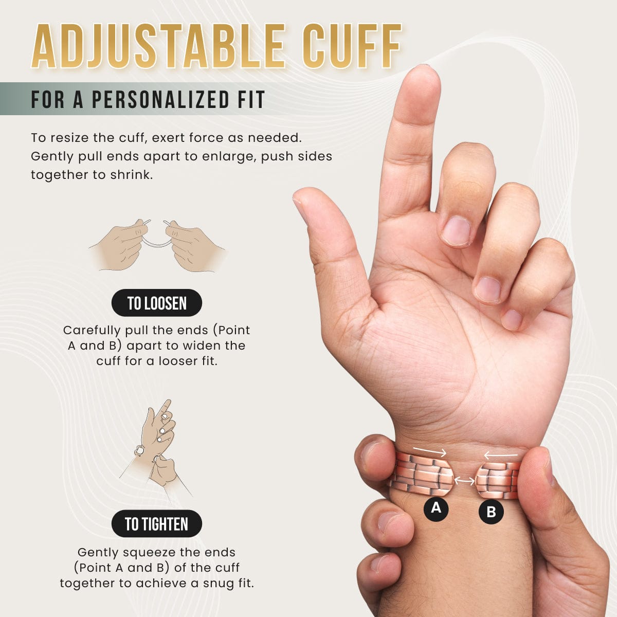 Magnetic Stamped Chain Magnetic Copper Bracelet Cuff for Men MagnetRX