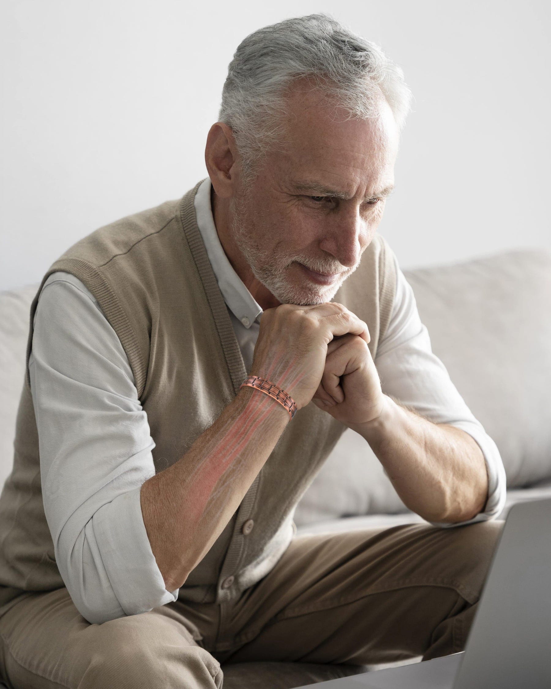 Magnetic Stamped Chain Magnetic Copper Bracelet Cuff for Men MagnetRX