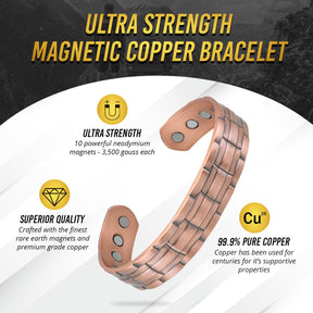 Magnetic Stamped Chain Magnetic Copper Bracelet Cuff for Men MagnetRX