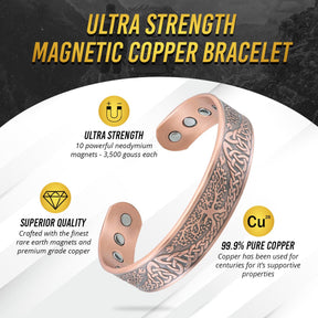 Magnetic Stamped Irish Tree Magnetic Copper Bracelet Cuff for Men MagnetRX