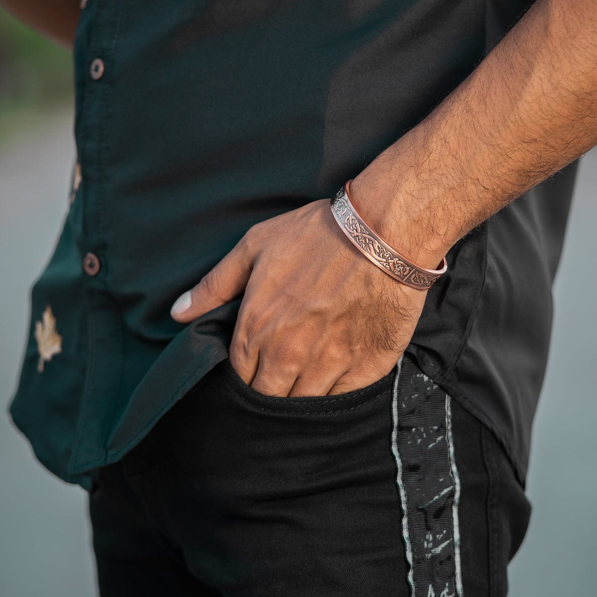 Magnetic Stamped Viking Magnetic Copper Bracelet Cuff for Men MagnetRX