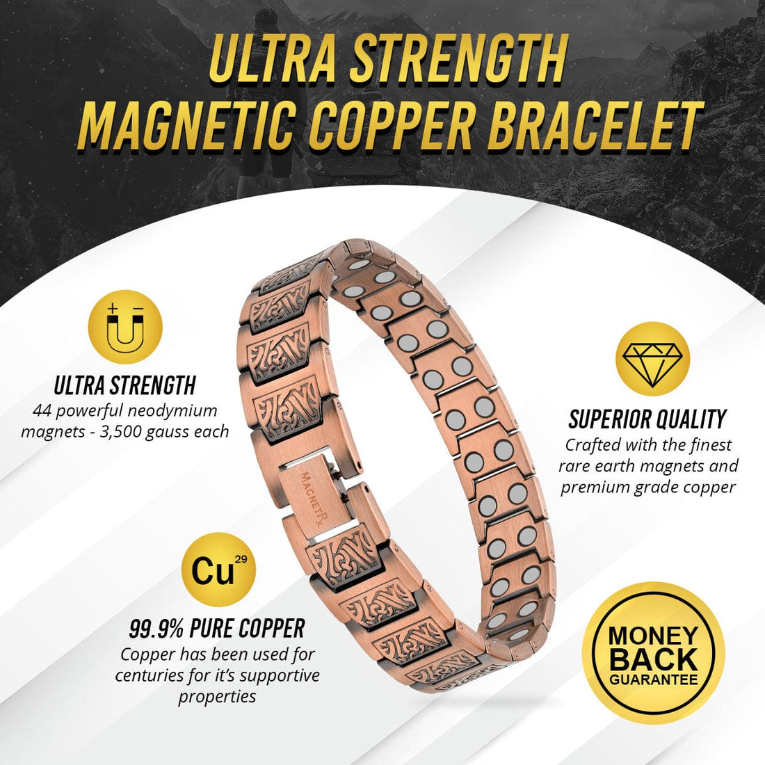 Ultra Strength Pure Copper Bracelet (Viking)