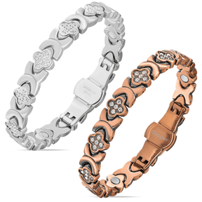 Magnetic Women’s Crystal Magnetic Bracelet Duo – Copper & Silver MagnetRX
