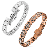 Magnetic Women’s Silver Magnetic Bracelet Duo – EllipseMAX & Crystal Clover MagnetRX